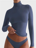 Turtleneck Long Sleeve T-Shirt - Trendsi - Flyclothing LLC