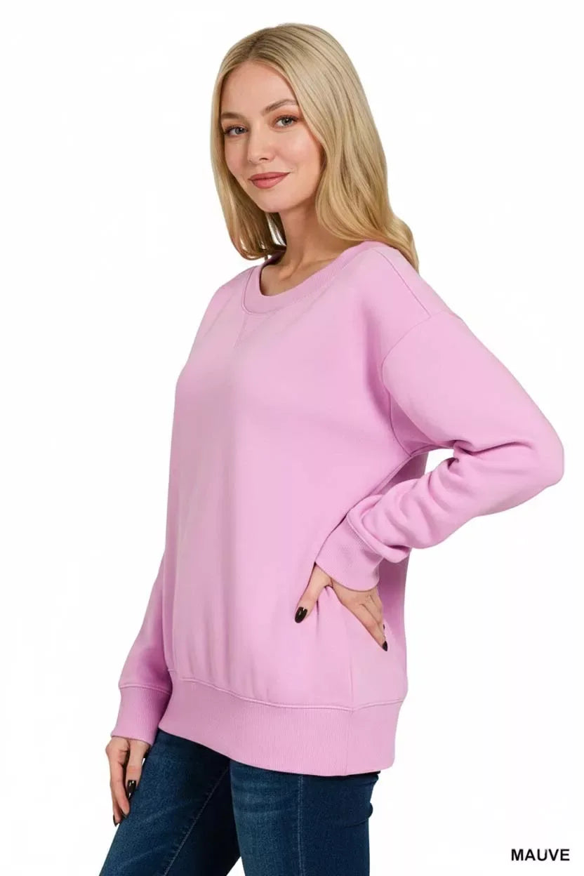 Zenana Fleece Boat Neck Sweatshirt - Trendsi - Flyclothing LLC