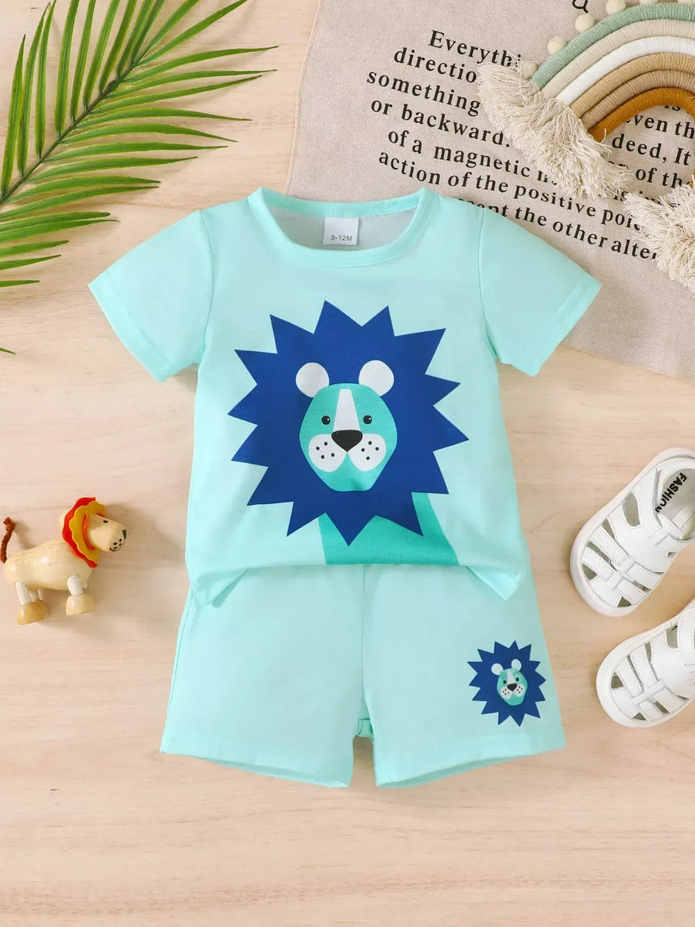 Children's Lion Short Sleeve Top and Shorts Set - Trendsi - Flyclothing LLC