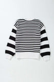 Striped Round Neck Long Sleeve Sweater - Trendsi - Flyclothing LLC
