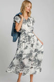 Umgee Full Size Two Tone Landscape Print Midi Dress Plus Size - Trendsi - Flyclothing LLC