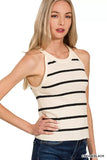 Zenana Stripe Sweater Tank Top - Trendsi - Flyclothing LLC