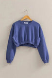 HYFVE Crew Neck Long Sleeve Crop Sweatshirt - Trendsi - Flyclothing LLC