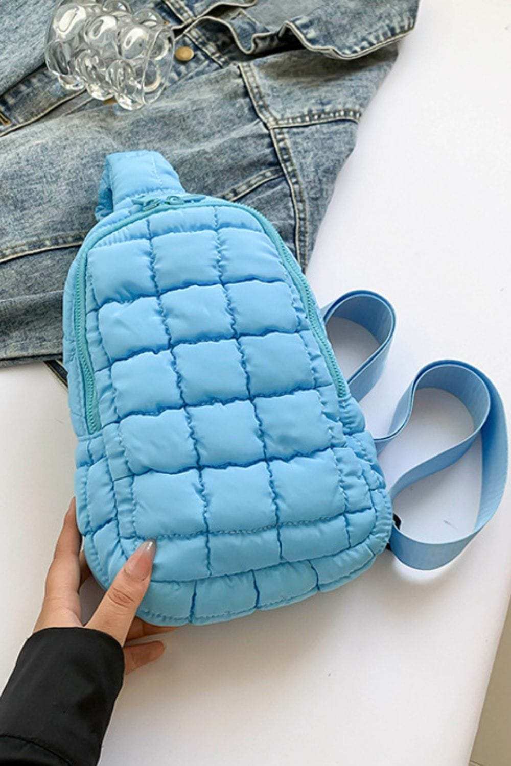 Quilted Nylon Crossbody Bag - Trendsi - Flyclothing LLC