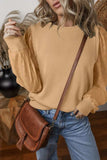 Eyelet Round Neck Long Sleeve Sweatshirt - Trendsi - Flyclothing LLC