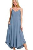 Zenana Woven Arc Hem Cami Dress With Flowy Pockets - Trendsi - Flyclothing LLC