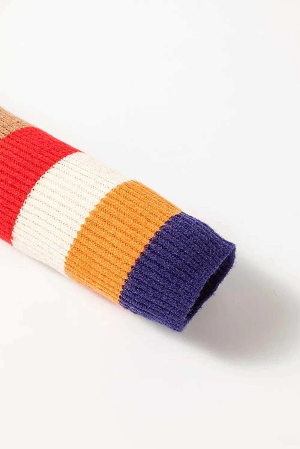 Striped Turtleneck Long Sleeve Sweater - Trendsi - Flyclothing LLC