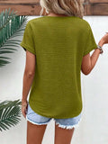 Textured Solid Color Short Sleeve Top - Trendsi - Flyclothing LLC