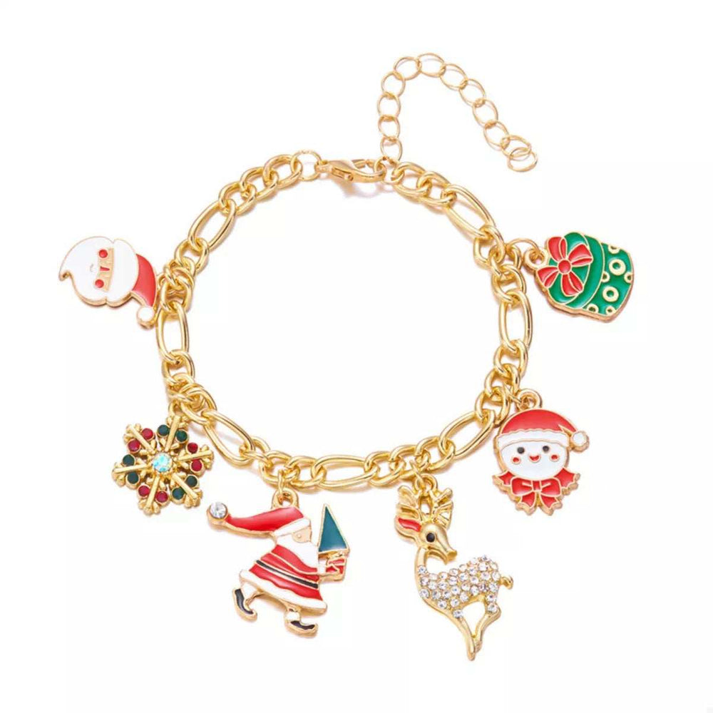 Christmas 18K Gold-Plated Charm Bracelet - Trendsi - Flyclothing LLC