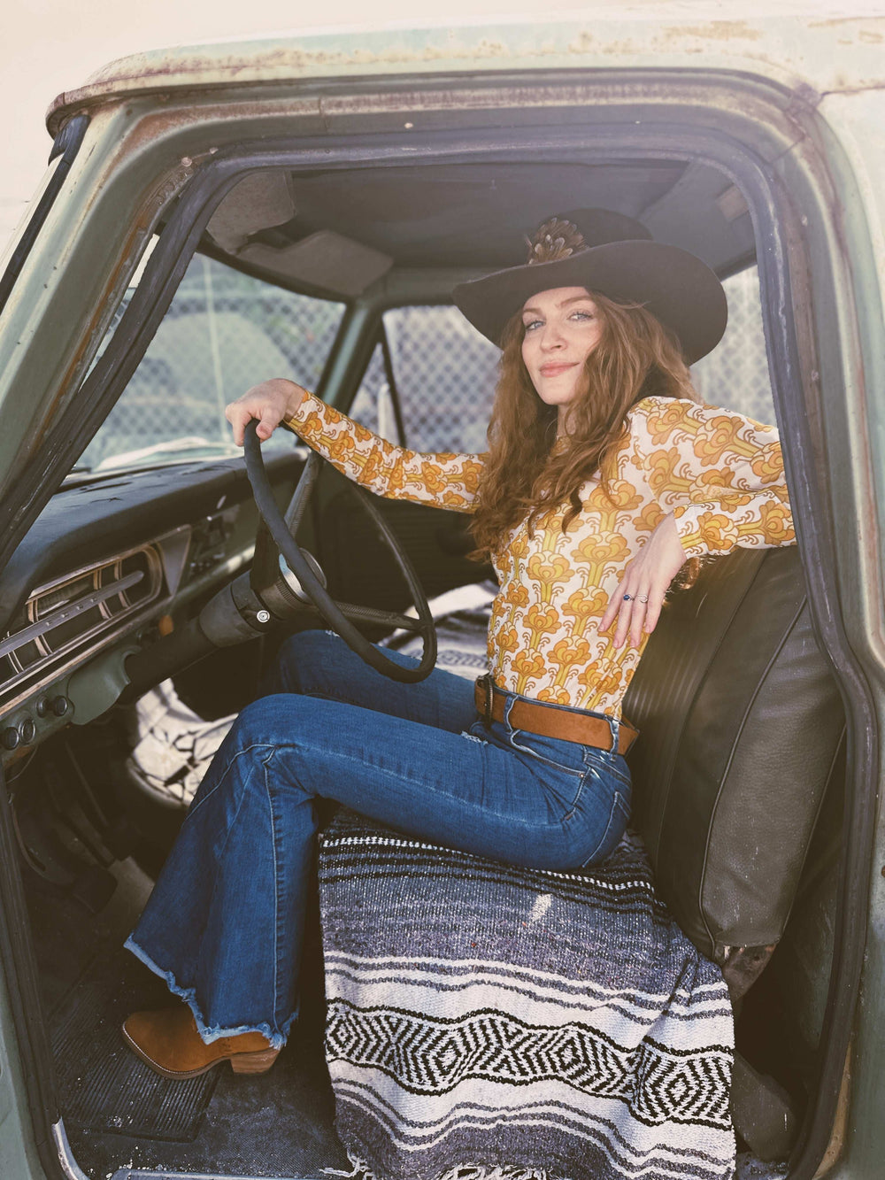 Streets of Gold Golden Yellow Tulip Flower MESH TOP - Lil Bee's Bohemian - Flyclothing LLC