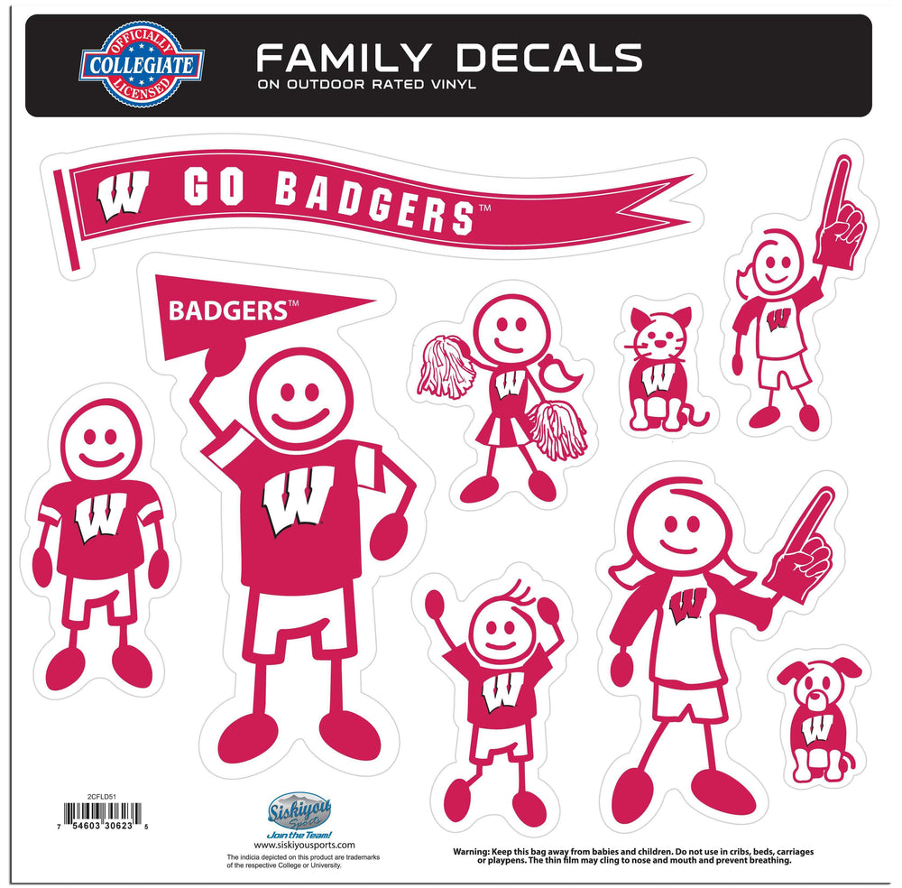 Wisconsin Badgers Family Decal Set Large - Wisconsin Badgers - Flyclothing LLC