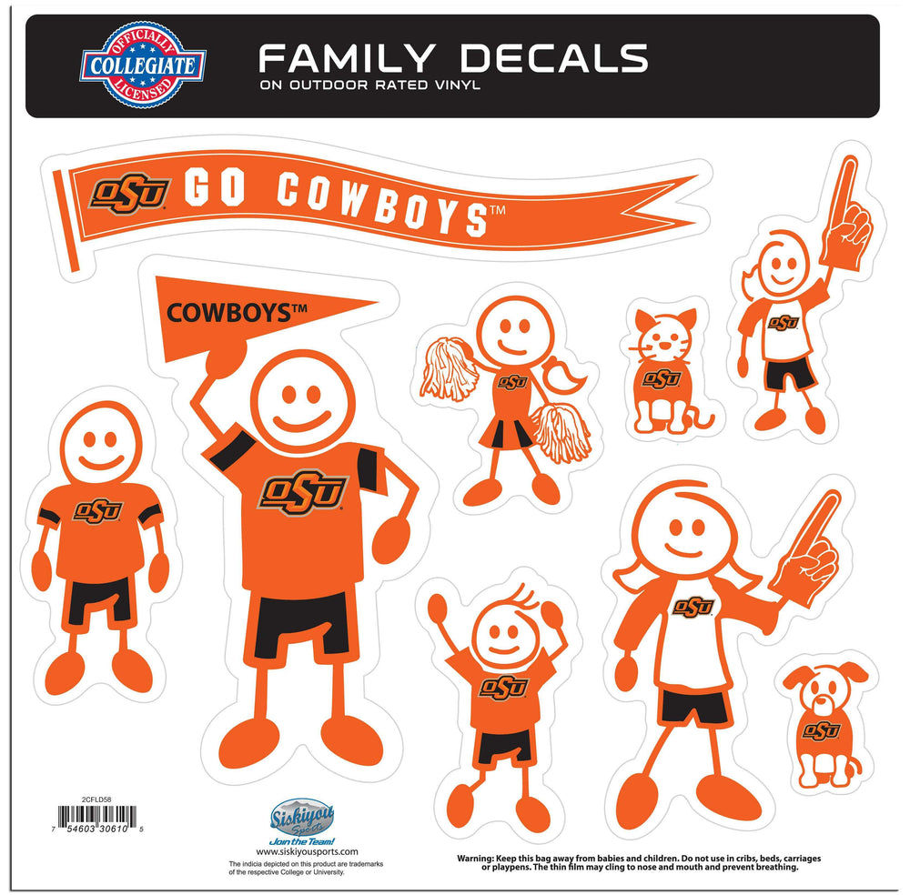 Oklahoma State Cowboys Family Decal Set Large - Oklahoma St. Cowboys - Flyclothing LLC