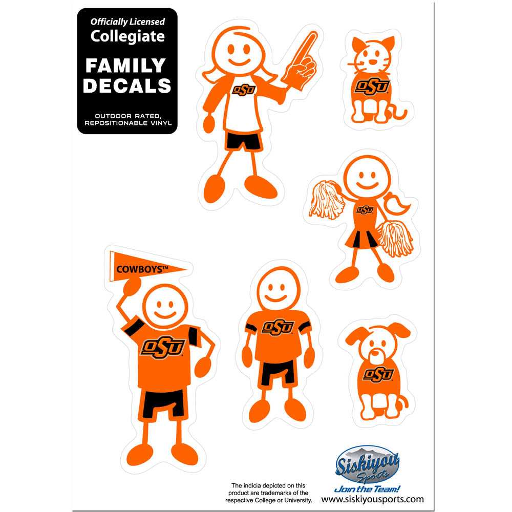 Oklahoma State Cowboys Family Decal Set Small - Oklahoma St. Cowboys - Flyclothing LLC