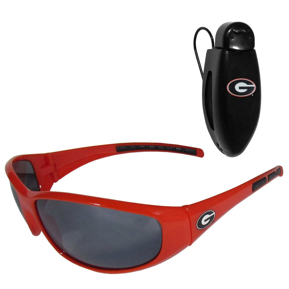 Georgia Bulldogs Wrap Sunglass with Visor Clip - Georgia Bulldogs - Flyclothing LLC
