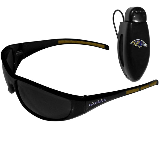 Baltimore Ravens Wrap Sunglass with Visor Clip - Baltimore Ravens - Flyclothing LLC