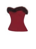 Ivette Crimson Fur-Trimmed Peplum Top - Miss Circle - Flyclothing LLC