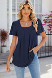 Eyelet Square Neck Flutter Sleeve Blouse - Trendsi - Flyclothing LLC