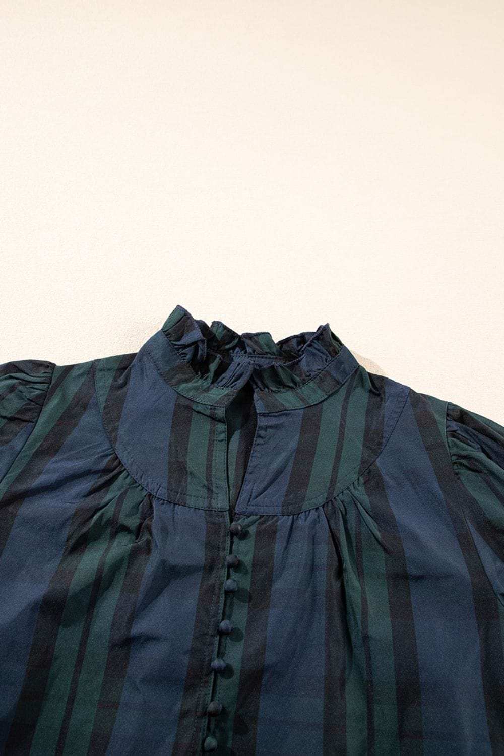 Puff Sleeve Frilled Trim Elegant Blouse - Trendsi - Flyclothing LLC