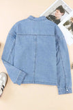 Drawstring Snap Down Denim Jacket with Chest Pockets - Trendsi - Flyclothing LLC