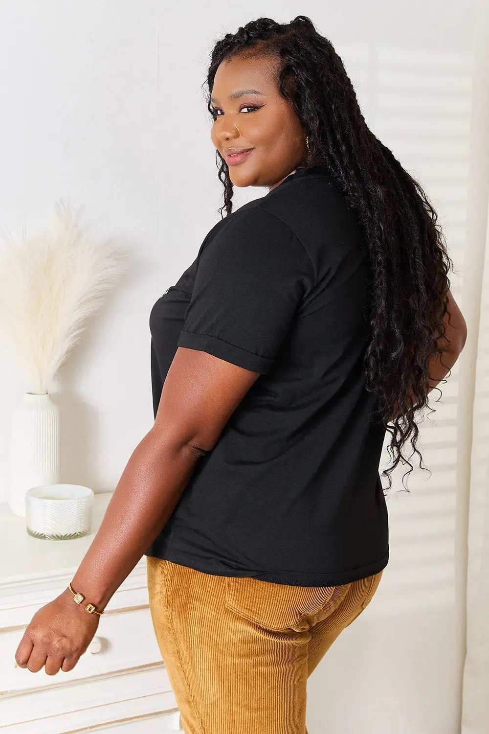 Simply Love Letter Graphic Round Neck T-Shirt - Trendsi - Flyclothing LLC
