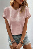Round Neck Frill Short Sleeve T-Shirt - Trendsi - Flyclothing LLC