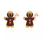 Alloy Gingerbread Man Stud Earrings - Trendsi - Flyclothing LLC