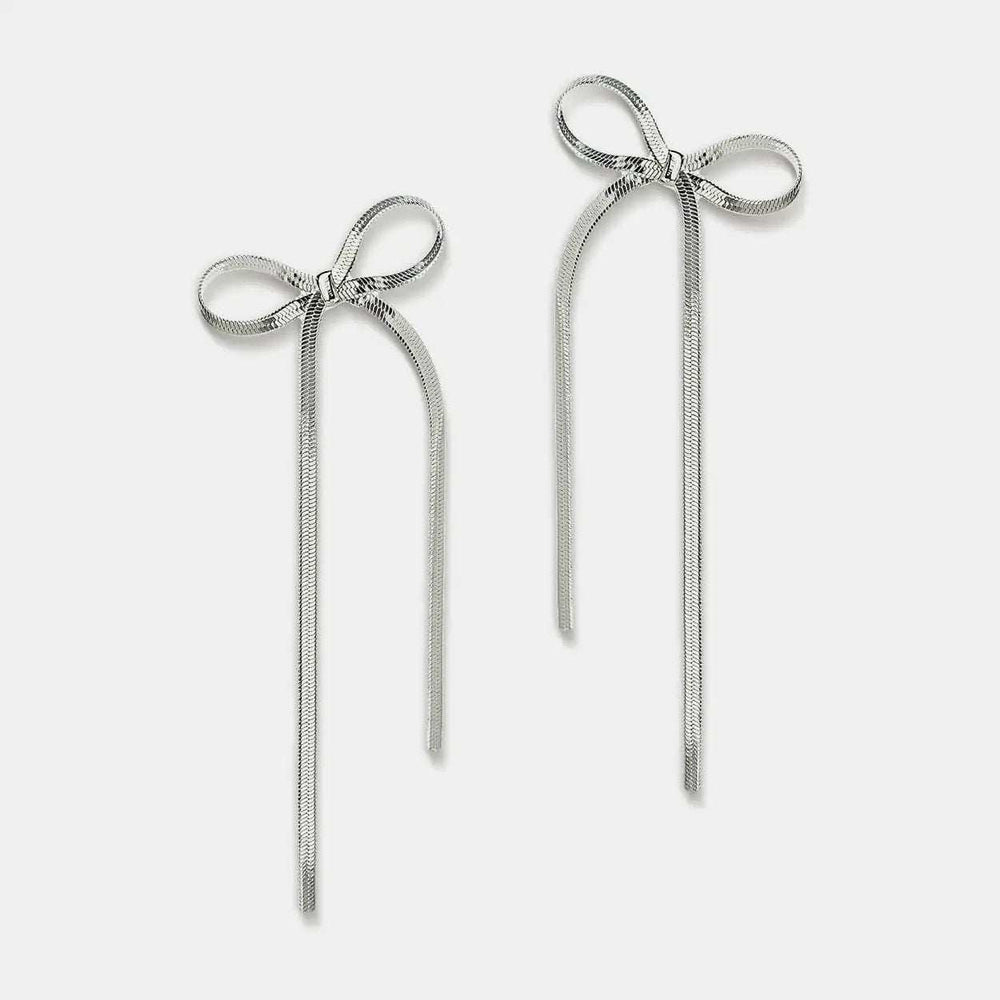 Stainless Steel Bow Bar Earrings - Trendsi - Flyclothing LLC