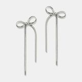 Stainless Steel Bow Bar Earrings - Trendsi - Flyclothing LLC