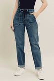 Judy Blue Full Size HW Vintage Wash Jeans w/ Drawstring Plus Size - Trendsi - Flyclothing LLC