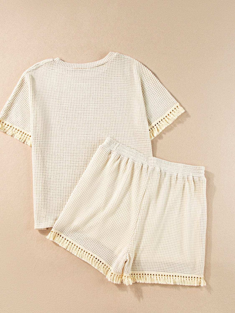 Tassel Round Neck Top and Shorts Set - Trendsi - Flyclothing LLC