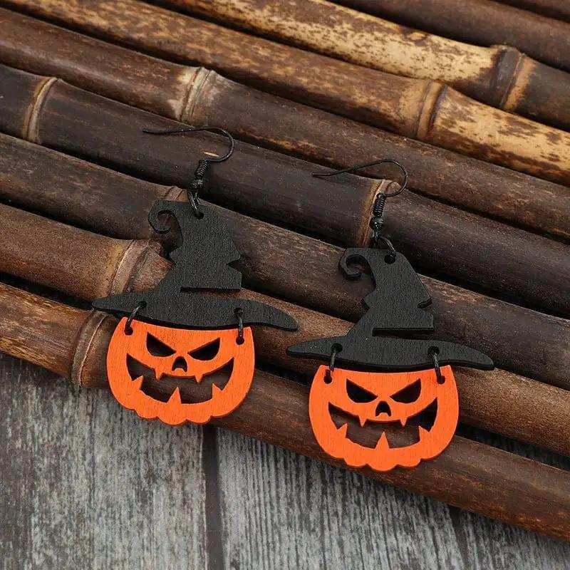 Wooden Pumpkin Shape Earrings - Trendsi - Flyclothing LLC