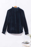 Frill Half Button Mock Neck Long Sleeve Blouse - Trendsi - Flyclothing LLC