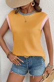 Contrast Trim Ribbed Knit Sleeveless Top - Trendsi - Flyclothing LLC