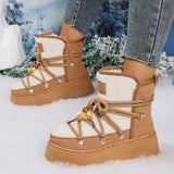 Lace-Up Platform Winter Boots - Trendsi - Flyclothing LLC