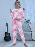 Tie-Dye Round Neck Top and Pants Lounge Set - Trendsi - Flyclothing LLC