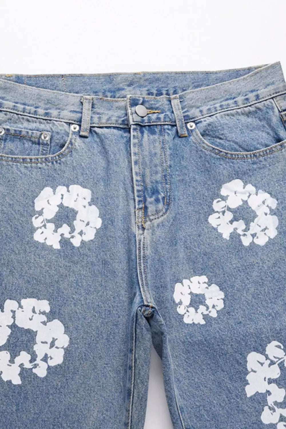 Men's Graphic Straight Leg Jeans - Trendsi - Flyclothing LLC