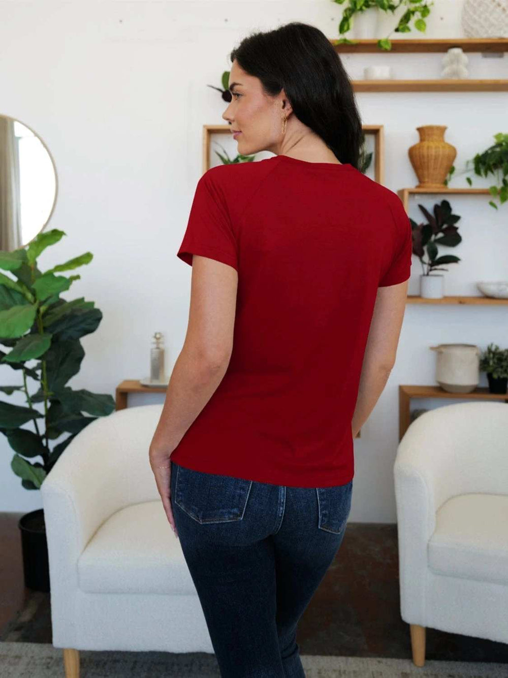 Round Neck Short Sleeve T-Shirt - Trendsi - Flyclothing LLC