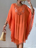 Tassel Cutout Scoop Neck Cover-Up Dress - Trendsi - Flyclothing LLC