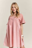 ADORA Round Neck Half Sleeve Babydoll Dress - Trendsi - Flyclothing LLC