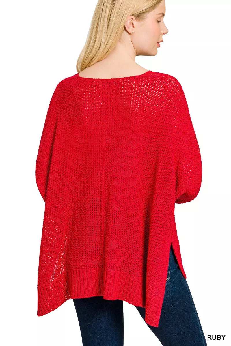 Zenana Dolman Sleeve V-Neck Sweater - Trendsi - Flyclothing LLC