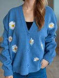 Daisy Button Up V-Neck Cardigan - Trendsi - Flyclothing LLC