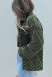 Pocketed Checkered Collared Neck Snap Down Jacket - Trendsi - Flyclothing LLC