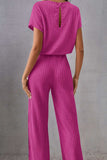 Round Neck Short Sleeve Jumpsuit - Trendsi - Flyclothing LLC
