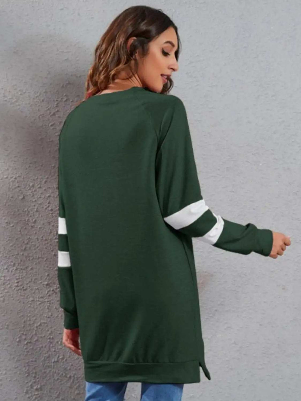 Full Size Striped Round Neck Long Sleeve T-Shirt - Trendsi - Flyclothing LLC