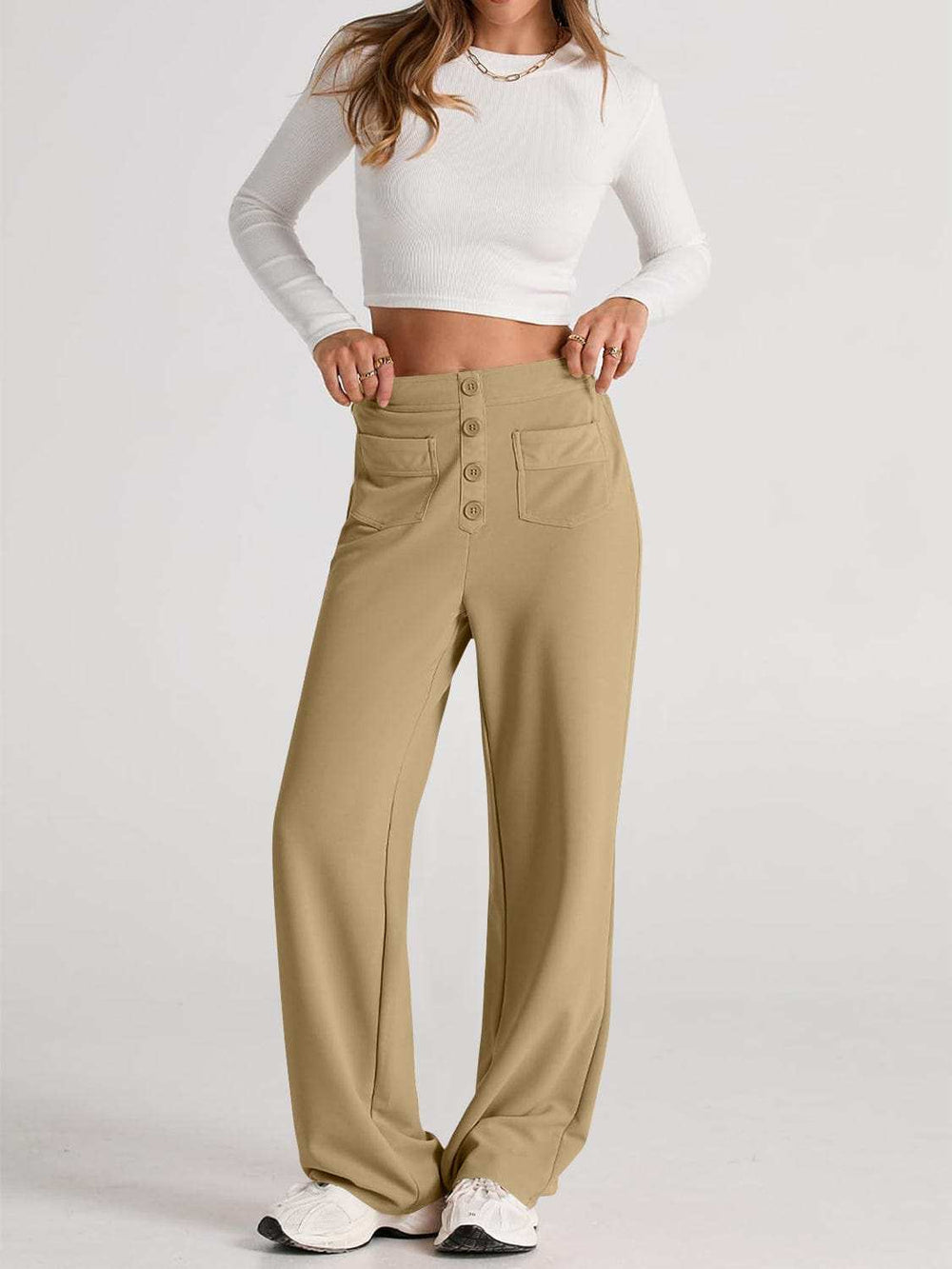 High Waist Wide Leg Pants - Trendsi - Flyclothing LLC
