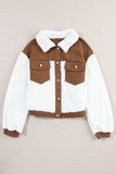 Corduroy Contrast Patchwork Fuzzy Jacket - Trendsi - Flyclothing LLC