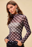 SO ME Plaid Mesh Knit Long Sleeve Top with Thumb Opening - Trendsi - Flyclothing LLC
