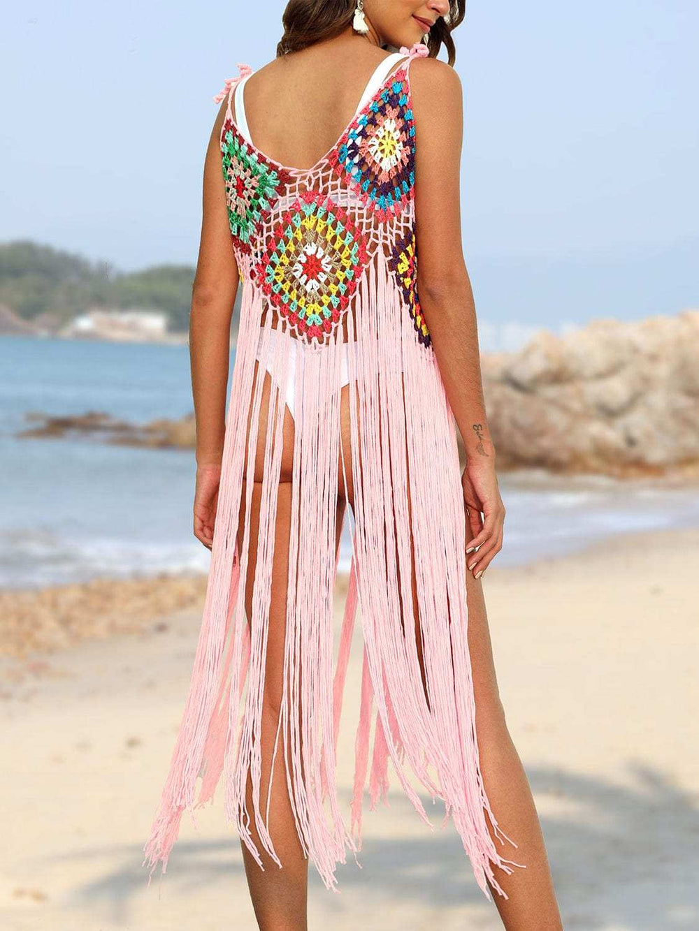 Fringe Spaghetti Strap Cover-Up - Trendsi - Flyclothing LLC