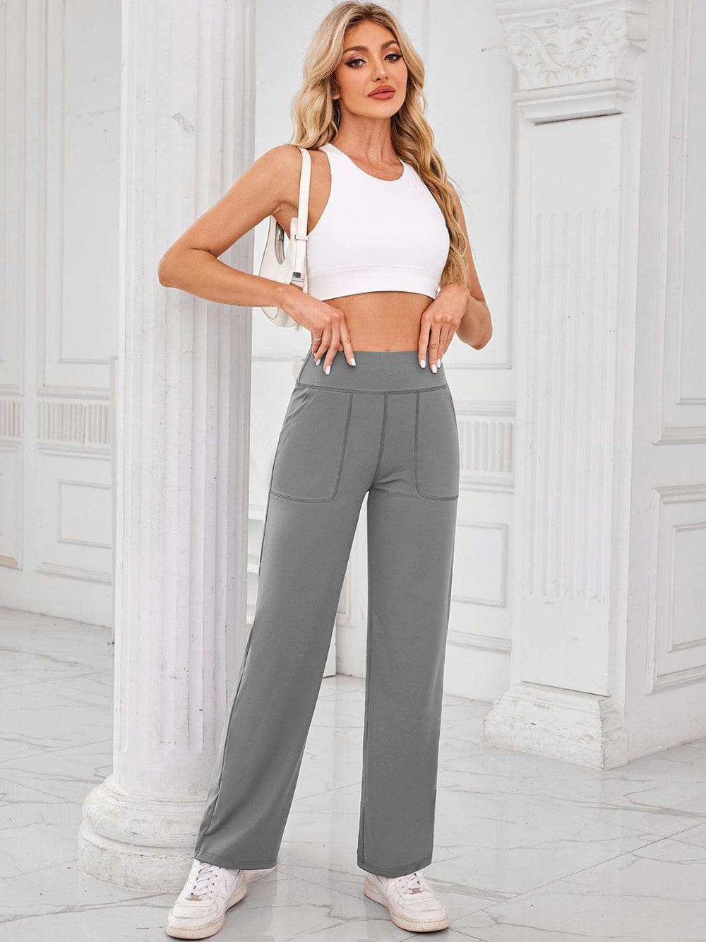 Lovelet High Waist Active Pants with Pockets - Trendsi - Flyclothing LLC
