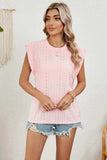 Eyelet Round Neck Tank - Trendsi - Flyclothing LLC